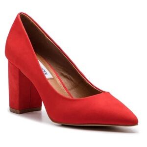 Steve Madden Ashlyn Red Suede Block Pumps | Size 8